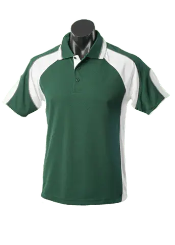 Aussie Pacific Men's Murray Polo Shirt 1300 Casual Wear Aussie Pacific Bottle/White/Ashe S